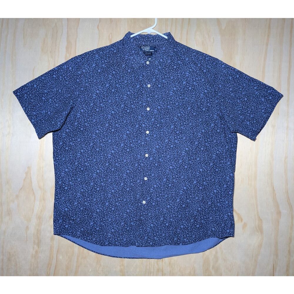 Polo by Ralph Lauren Men's XL Bonnard Short Sleeve Shirt Blue Floral Cotton
